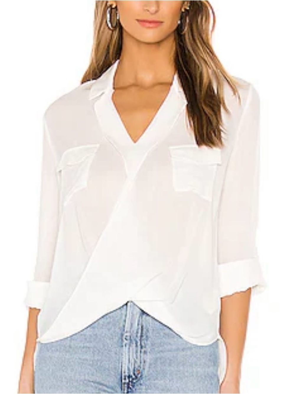 L'AGENCE Phoenix Wrap Tunic Ivory Silk Med